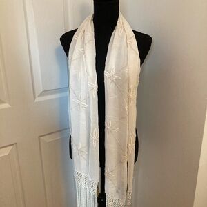 Halston Heritage White Floral Scarf